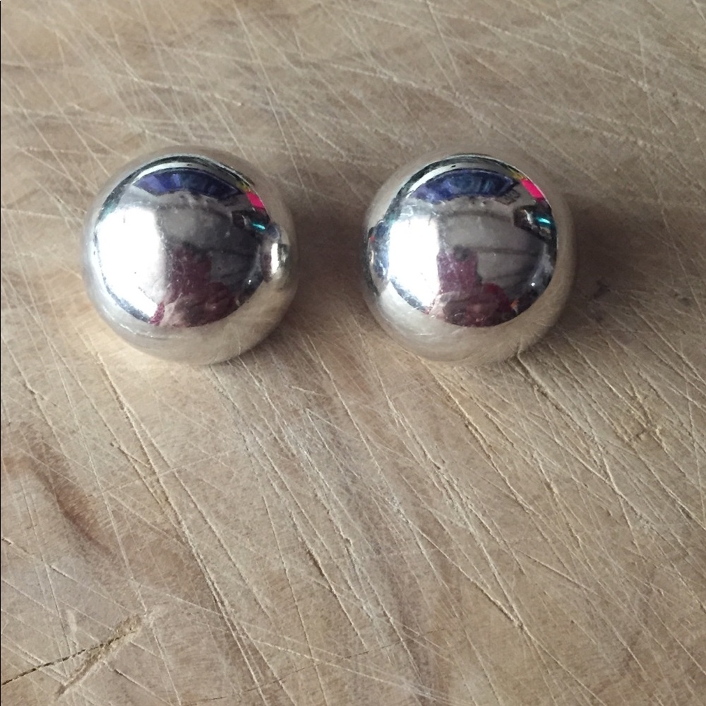 Vintage Mexico 925 round silver clip earrings